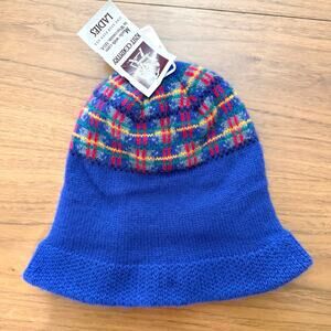Vintage 80s Hat NWT New Old Stock Knot Country Plaid Ski Stocking Double Layer